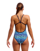 Funkita - Womens Jack Stack Single Strap Swimsuit - Blue - Model Back