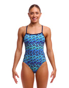 Funkita - Womens Jack Stack Single Strap Swimsuit - Blue - Model Front