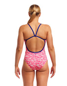 Funkita - Womens Beached Bae Single Strap Swimsuit - Pink/Blue - Model Back