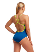 Funkita - Womens Glaciar Glam Single Strap Swimsuit - Blue - Model Back/Side