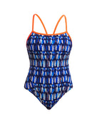 Funkita - Womens Perfect Teeth Single Strap Swimsuit - Blue - Product Front
