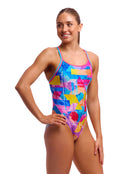 Funkita - Womens Pixel Paradise Diamond Back Swimsuit - Model Front/Side