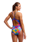 Funkita - Womens Pixel Paradise Diamond Back Swimsuit - Model Back/Side