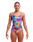 Funkita - Womens Pixel Paradise Diamond Back Swimsuit - Model Front