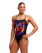 Funkita - Womens Pride Alive Single Strap Swimsuit - Black/Multi - Model Front/Side