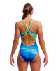 Funkita - Womens Sea Breeze Diamond Back Swimsuit - Blue - Model Front