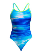 Funkita - Womens Sea Breeze Diamond Back Swimsuit - Blue - Product Front