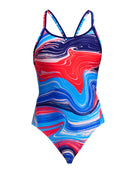 Funkita - Wave Craze Diamond Back Swimsuit - Blue/Red - Product Front