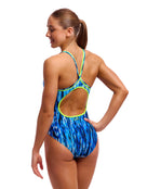 Funkita - Womens Wing Streak Diamond Back Swimsuit - Blue - Model Back/Side