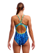 Funkita - Womens Wing Streak Diamond Back Swimsuit - Blue - Model Front