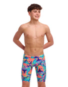 Funky Trunks - Boys Leaving Today Swim Training Jammer - Multi - Model Front with Pose