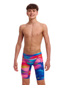 Funky Trunks - Boys Lost Ocean Swim Training Jammer - Blue/Red - Model Front