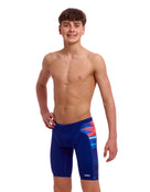 Funky Trunks - Boys Storm At Sea Swim Training Jammer - Navy/Multi - Model Front/Side