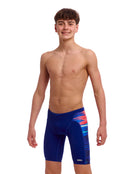 Funky Trunks - Boys Storm At Sea Swim Training Jammer - Navy/Multi - Model Front