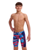 Funky Trunks - Boys Wave Craze Swim Training Jammer - Blue/Red - Model Front/Side