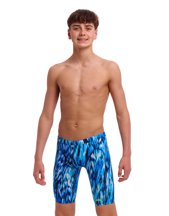 Funky Trunks - Boys Wing Streak Swim Training Jammer - Blue - Model Front