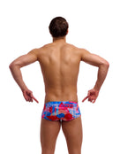 Funky Trunks Miss Adventure Sidewinder Swim Trunks - Blue/Red - Model Back with Pose