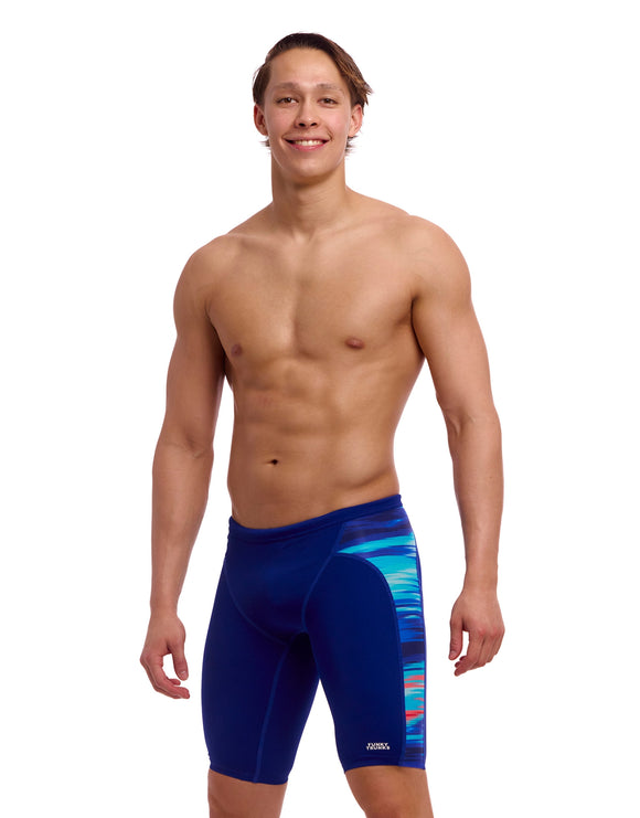 Funky Trunks - Storm At Sea Swim Training Jammer - Blue/Multi - Model Front