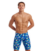 Funky Trunks - Mens Tetra Tonic Swim Training Jammer - Blue - Model Front with Pose