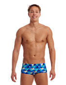 Funky Trunks - Mens Tetra Tonic Sidewinder Swim Trunks - Blue - Model Front