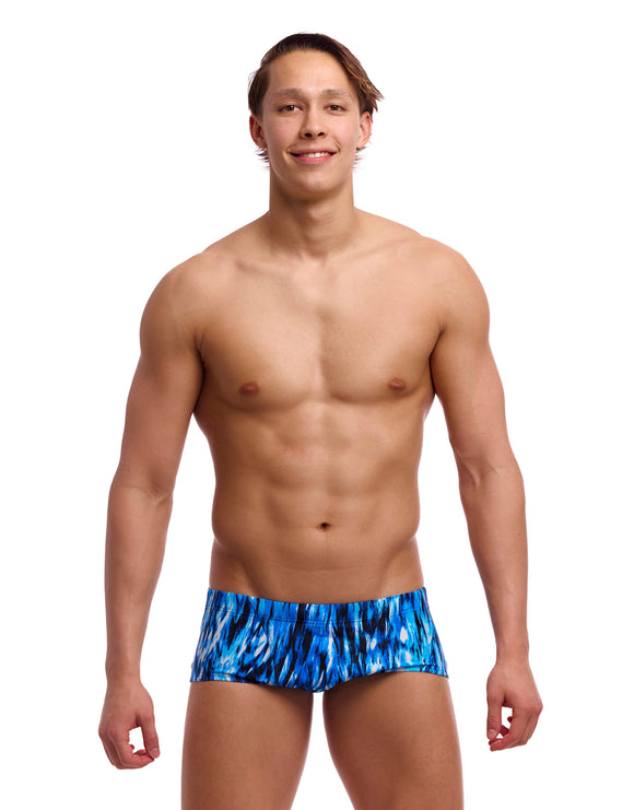 Funky Trunks - Mens Wing Streak Classic Swim Trunks - Blue - Model Front