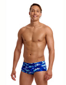 Funky Trunks - Clean Marine Classic Swim Trunks - Blue - Model Front/Side