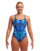 Funkita - Fur Seal Diamond Back Swimsuit - Blue - Model Front