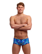 Funky Trunks - Fur Seal Sidewinder Swim Trunks - Blue - Model Front with Pose