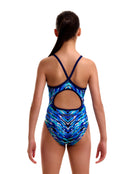 Funkita - Girls Fur Seal Diamond Back Swimsuit - Blue - Model Back