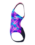 Speedo - Girls Allover Printed Powerback Swimsuit - Pink/Blue - Product Side