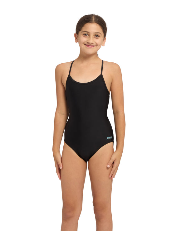 Zoggs - Girls Freedom Sprintback (Period Proof) Swimsuit - Black - Model Front