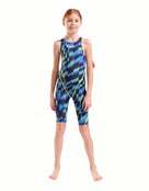 Arena - Girls Limited Edition Powerskin ST Next Open Back - Aqua Gleam - Model Front Full Body