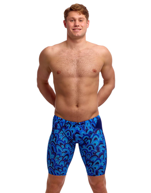 Funky Trunks - Hill Billy Blues Swim Training Jammer - Blue - Model Front
