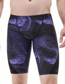 TYR - Hodori Durafast Elite Swim Jammers - Smoke Purple/Black - Model Front Close Up