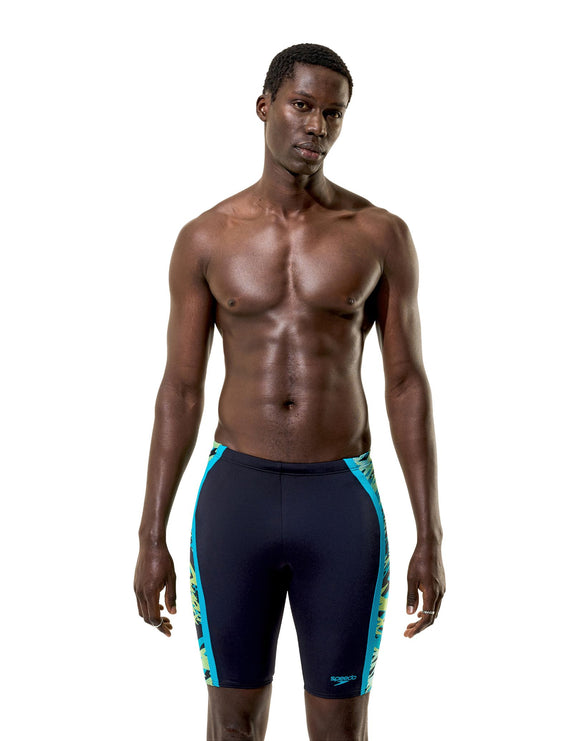 Speedo - Hyperboom Splice Swim Jammer - Black/Green - Model Front
