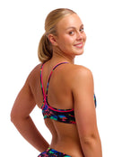 Funkita - Lost Leaf Racerback Sports Top - Black/Multi - Model Back/Side
