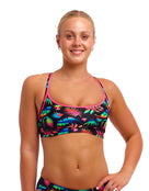Funkita - Lost Leaf Racerback Sports Top - Black/Multi - Model Front/Side