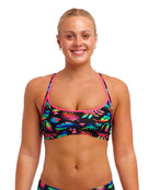 Funkita - Lost Leaf Racerback Sports Top - Black/Multi - Model Front