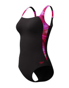 Speedo - Luna Lustre Printed Swimsuit - Black/Pink - Product Front