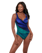 Miraclesuit - It's A Wrap Maldiva Swimsuit - Blue/Green/Multi - Model Front with Pose