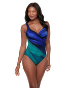 Miraclesuit - It's A Wrap Maldiva Swimsuit - Blue/Green/Multi - Model Front