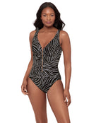 Miraclesuit - Zirconic Zipt Swimsuit - Black/White - Model Front