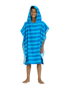 Zoggs - Nautical Stripes Kids Poncho Hooded Towel Robes - Blue - 5-10 Years Old - Model Front/Side