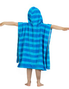 Zoggs - Nautical Stripes Kids Poncho Hooded Towel Robes - Blue - 3-5 Years Old - Model Back