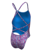 Nike - Girls Hydrastrong Charms Multi Print Lace Up Swimsuit - University Blue - Product Back