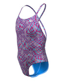 Nike - Girls Hydrastrong Charms Multi Print Lace Up Swimsuit - University Blue - Product Back/Side
