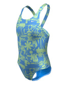Nike - Girls Hydrastrong Multi Print Fastback Swimsuit - Vapor Green - Product Front/Side