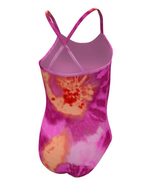 Nike - Girls Tie Dye Crossback Swimsuit - Fierce Pink - Product Back