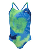 Girls Tie Dye Crossback Swimsuit - Vapor Green - Product Front