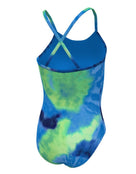 Girls Tie Dye Crossback Swimsuit - Vapor Green - Product Back